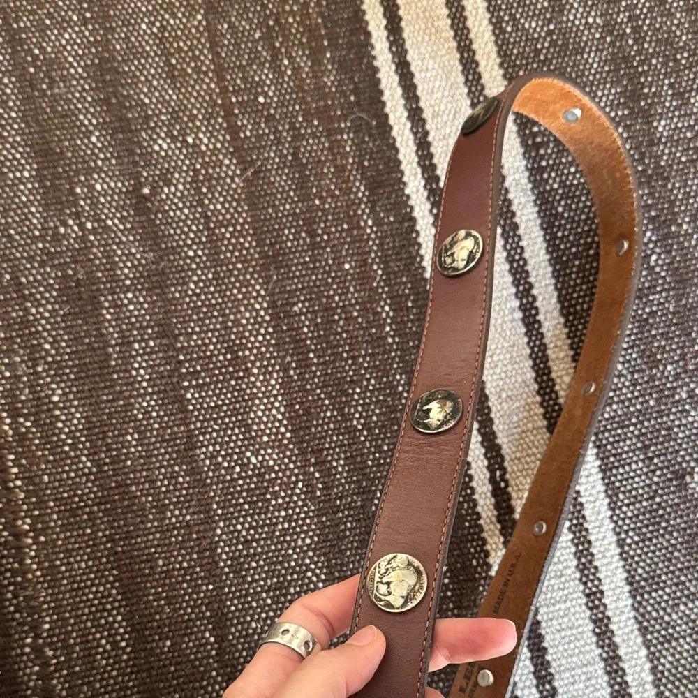 Stylish Brown Leather Belt with Silver Details Buffalo
